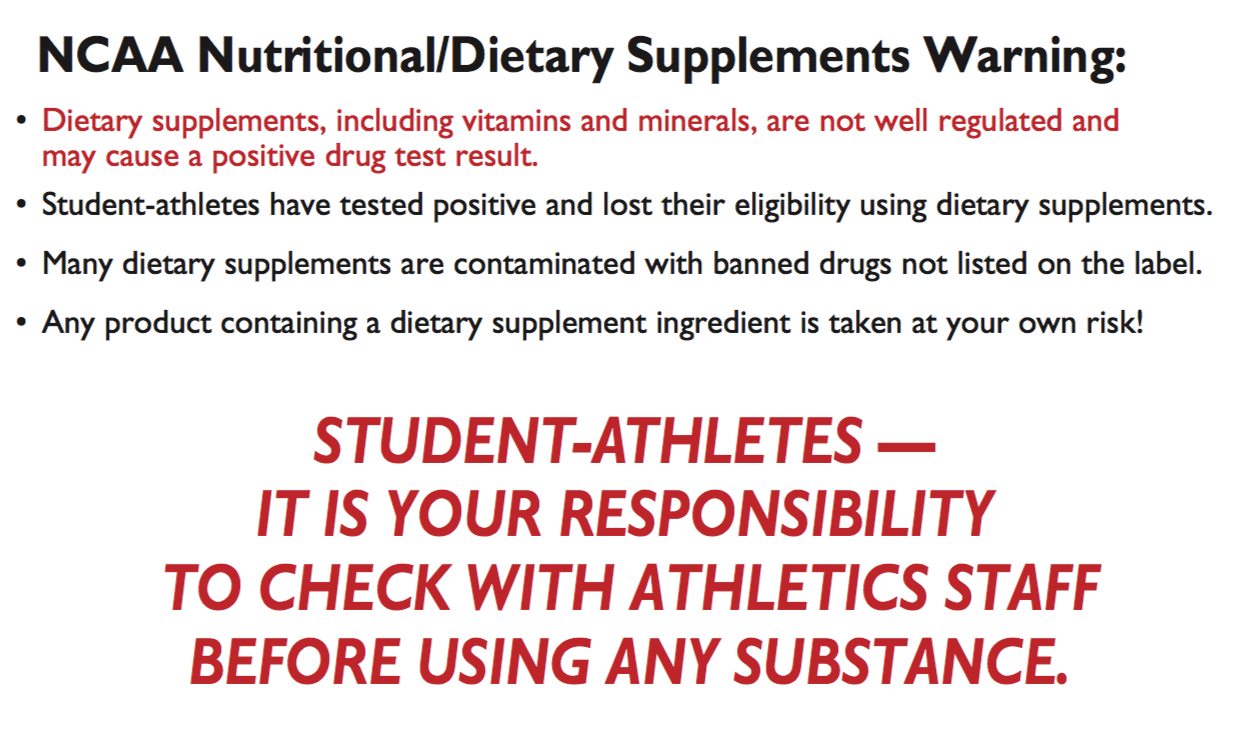 NCAA Supplements Warning